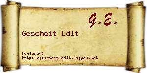 Gescheit Edit névjegykártya